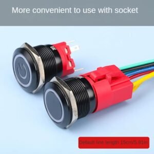 16/19/22mm Black Metal Push Button Switch with LED Power Icon on off 12V/24V/220V