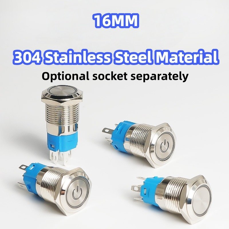 16mm Metal Push Button Switch - 3/6/12/24/110/220/230V Momentary or Latching On Off Switch 304 stainless steel - Image 4