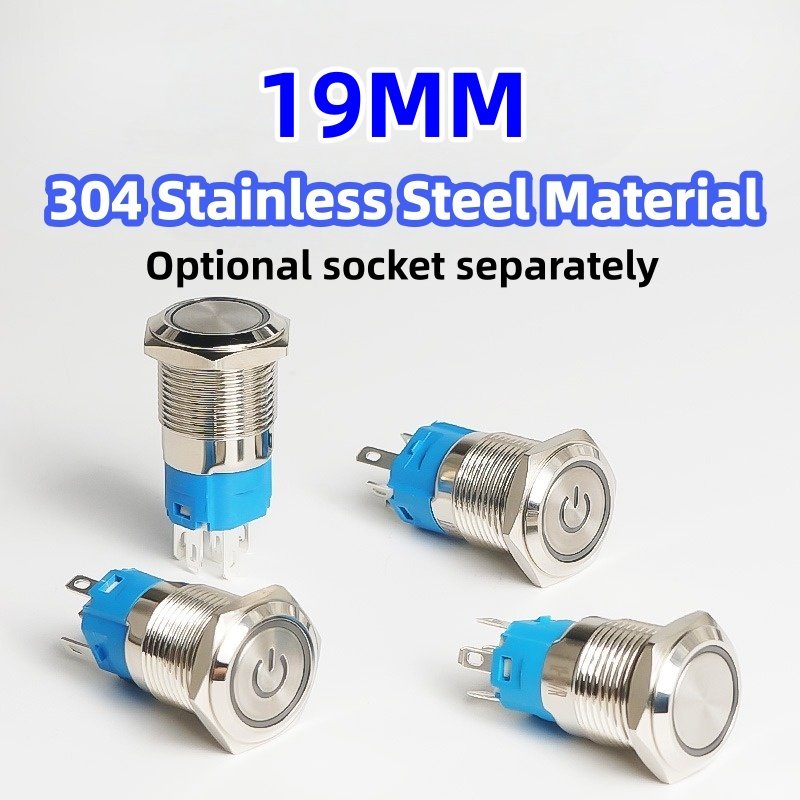 19MM push button switch on off car 12V/24V/220V latching momentary