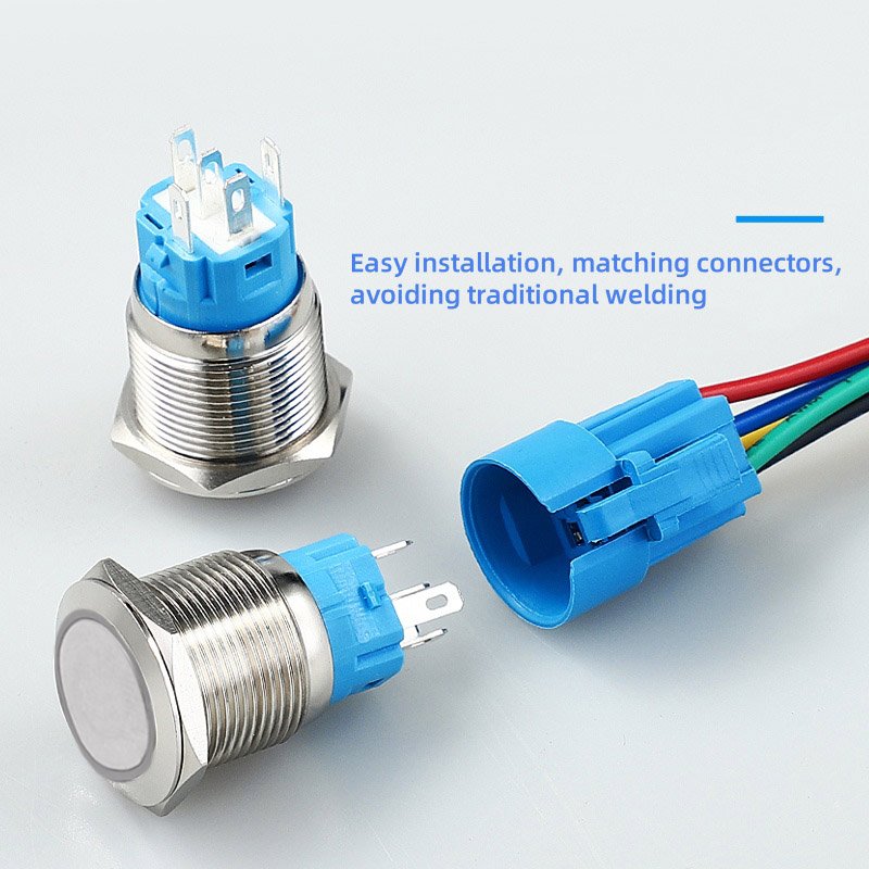 16mm Metal Push Button Switch - 3/6/12/24/110/220/230V Momentary or Latching On Off Switch 304 stainless steel - Image 2