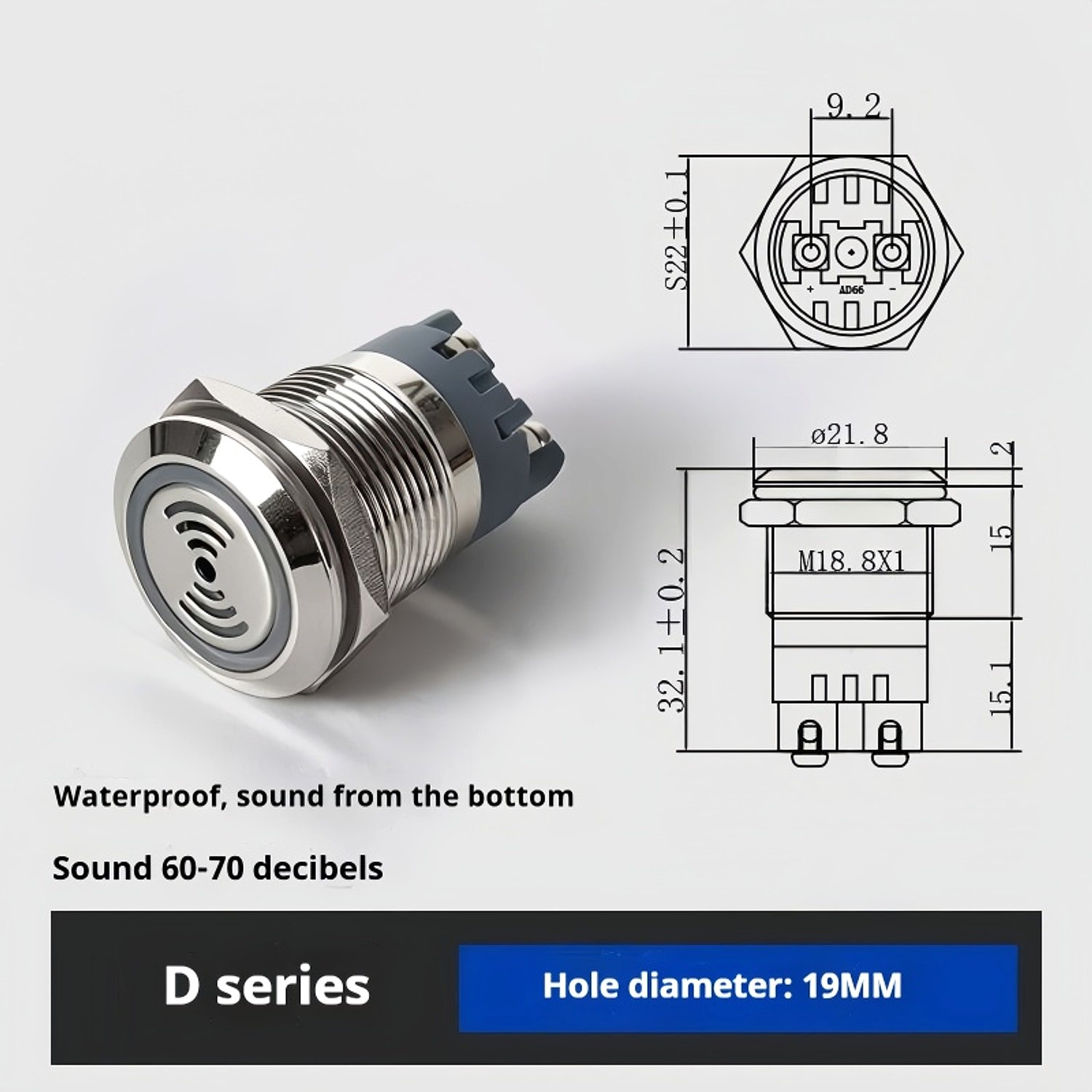 19mm waterproof metal panel buzzer