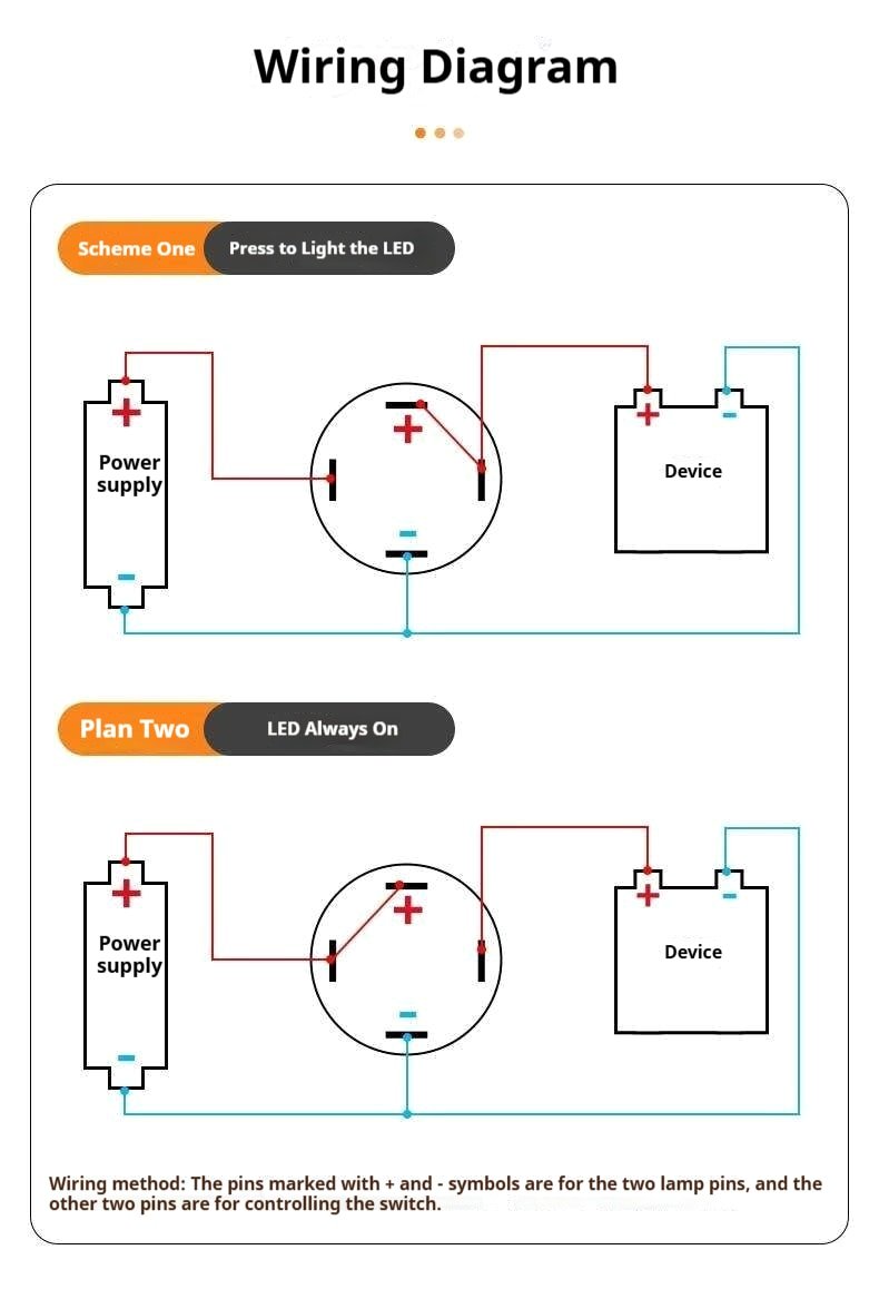 1NO momentary metal push button switch wiring diagram