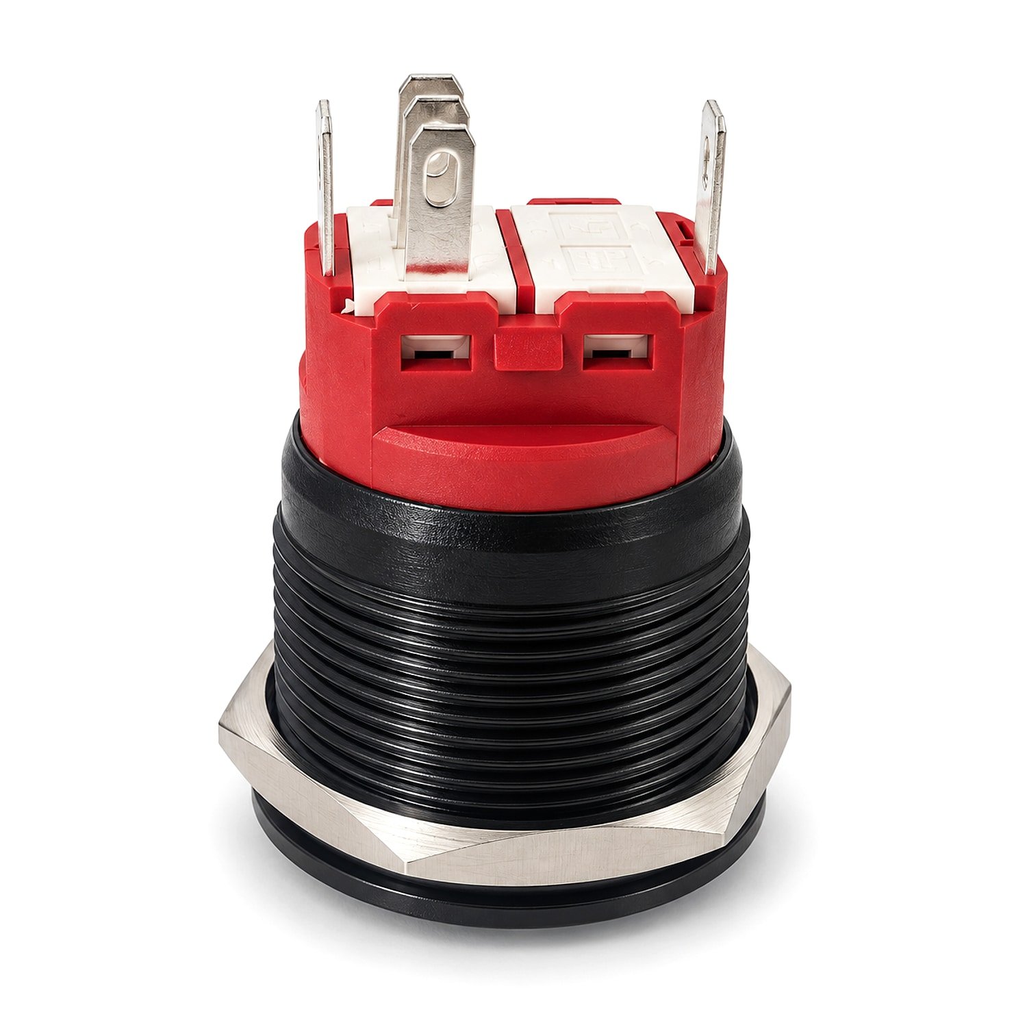 metal push button switch solder terminals back view