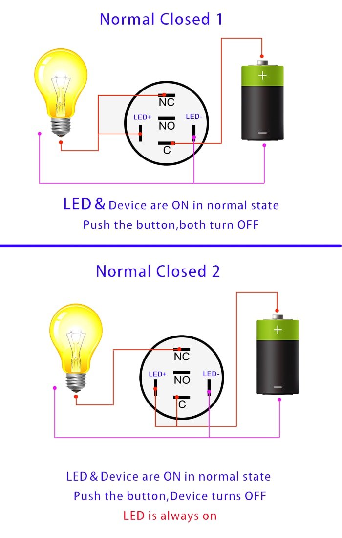 metal push button switch normally closed wiring diagram