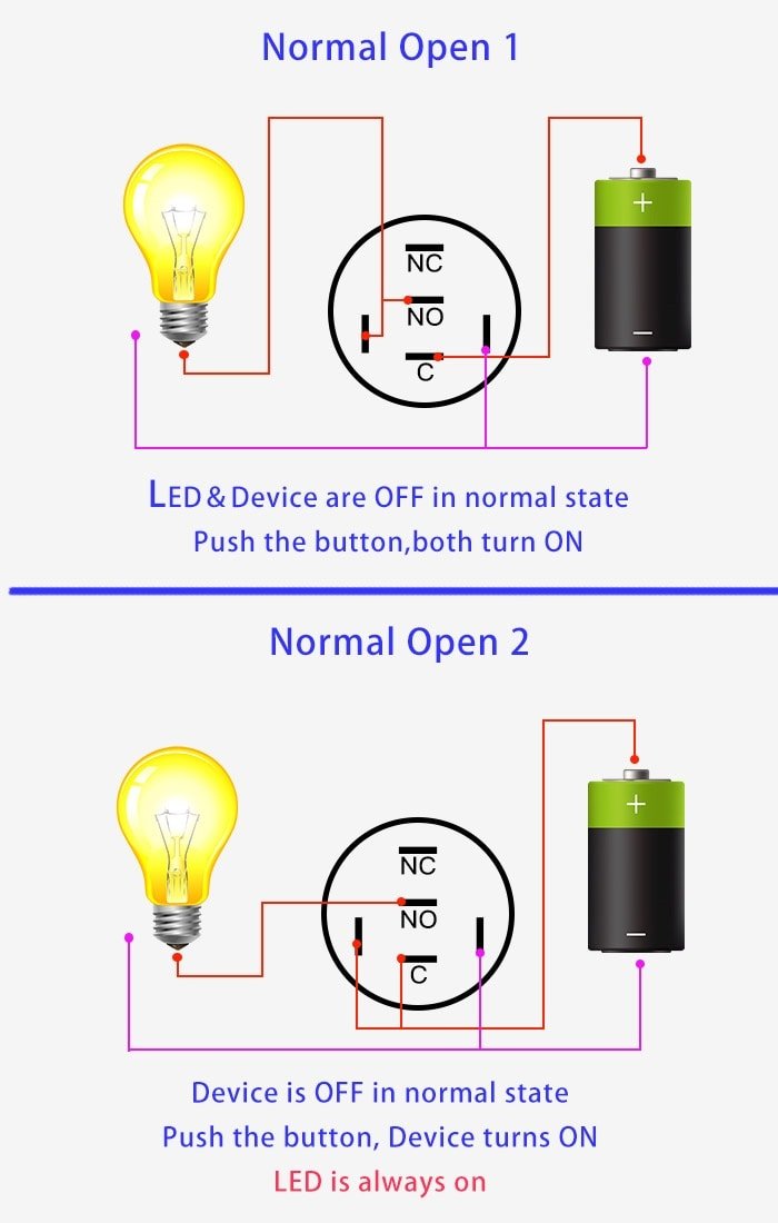 metal push button switch normally open wiring diagram