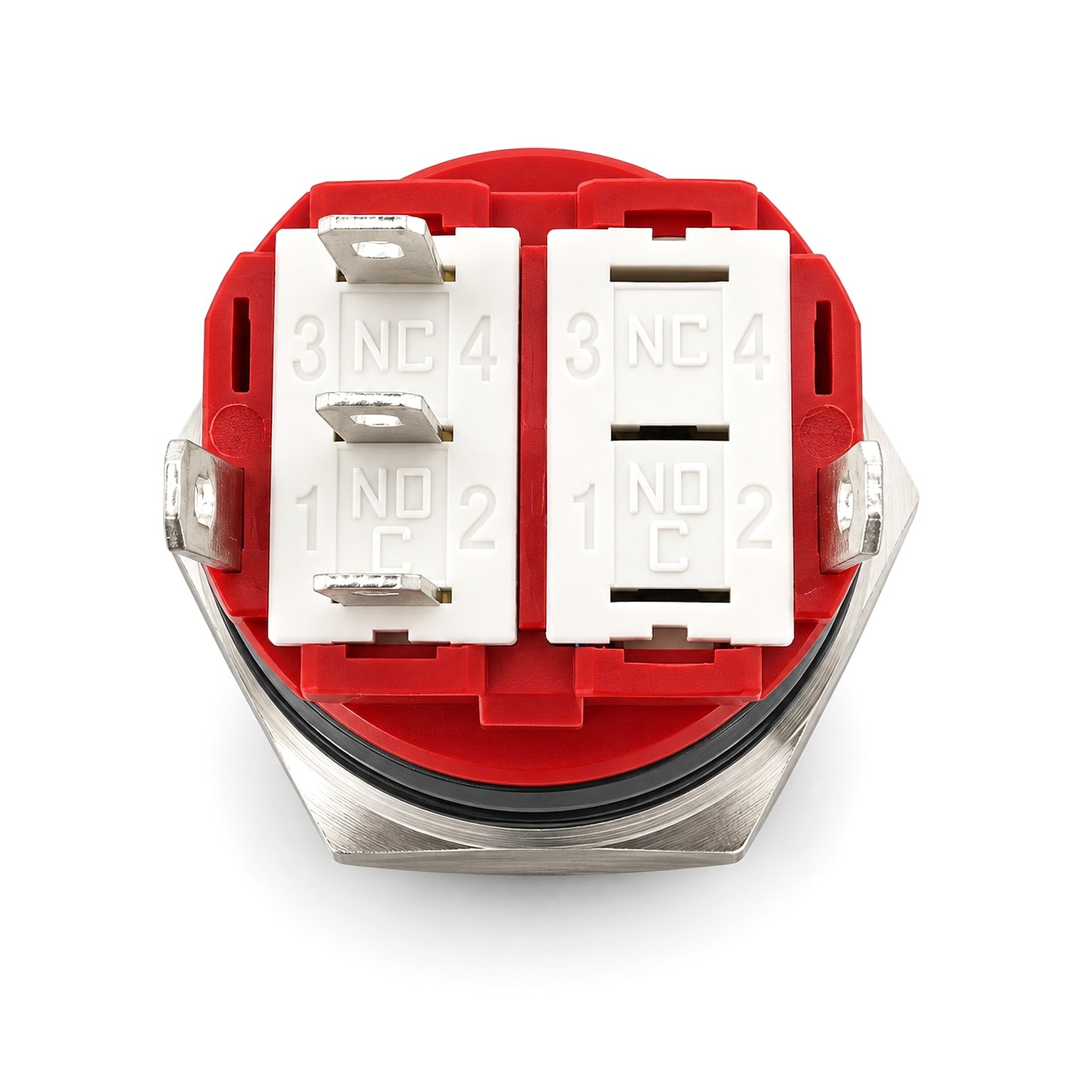 1NO plus 1NC metal push button switch terminal view