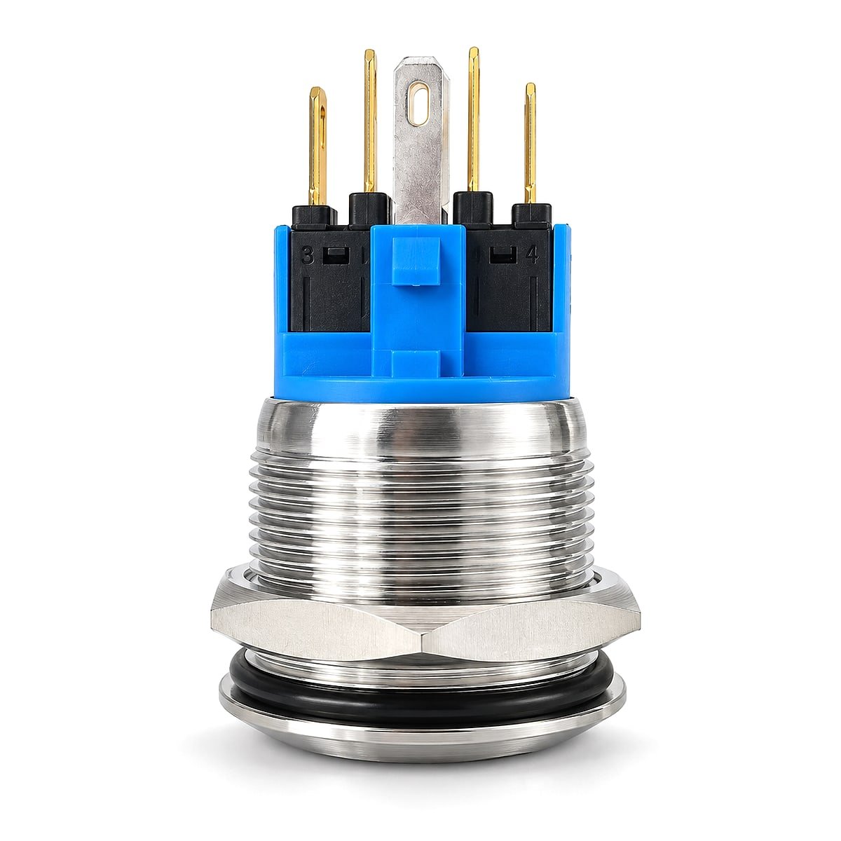 6 pin 1NO 1NC metal push button switch rear terminal view