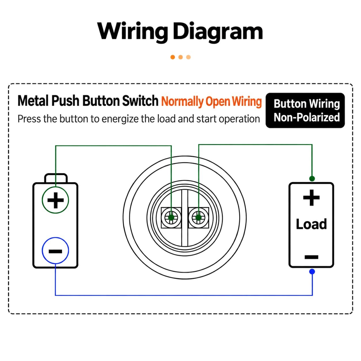 1NO momentary mushroom head metal push button switch wiring diagram