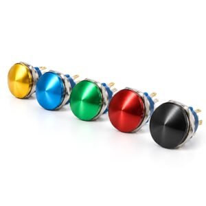 mushroom head metal push button switch with red yellow blue green black head colors