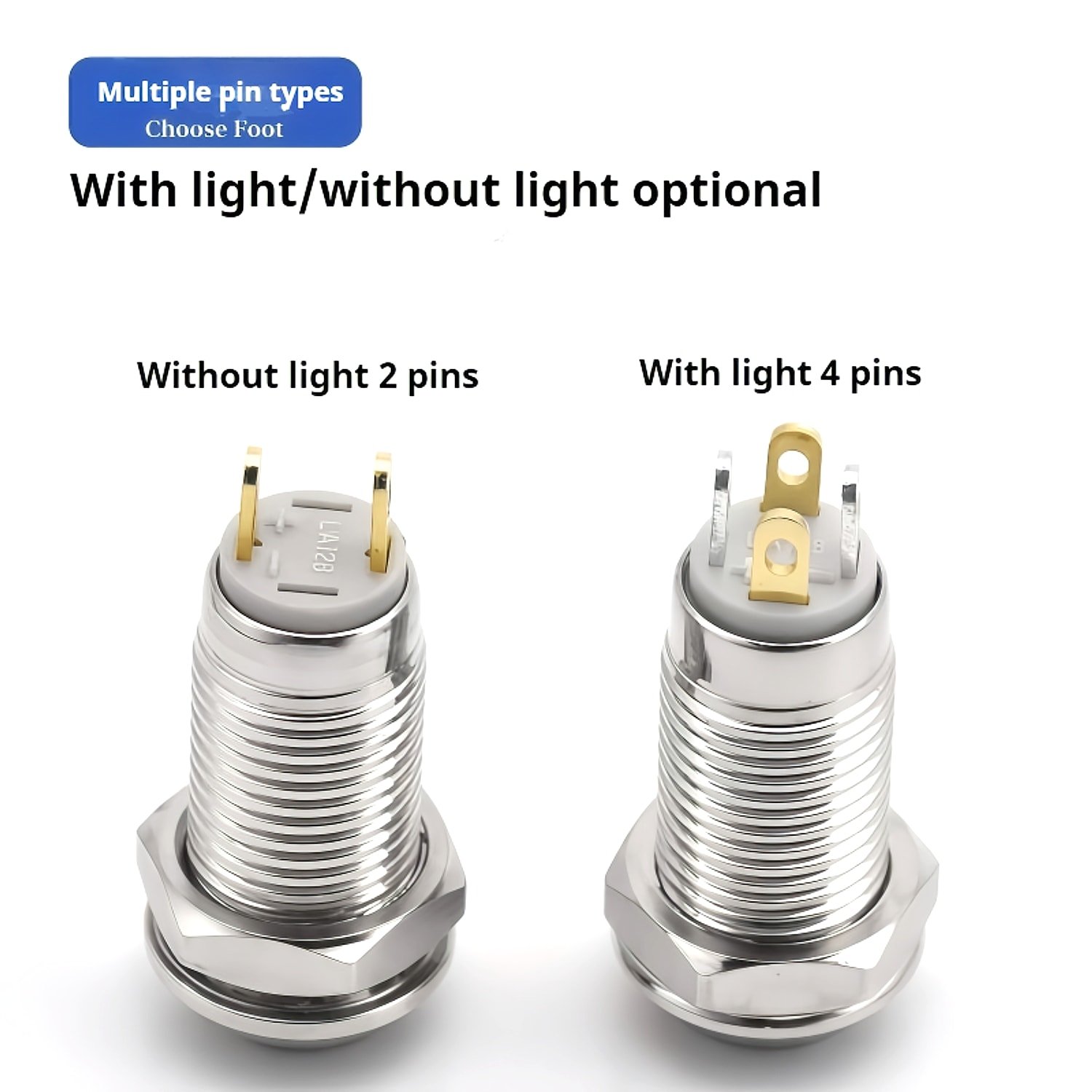 mini button switch with LED and non illuminated options