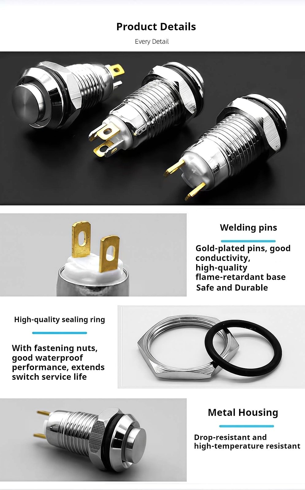 mini metal push button switch details for compact control panels