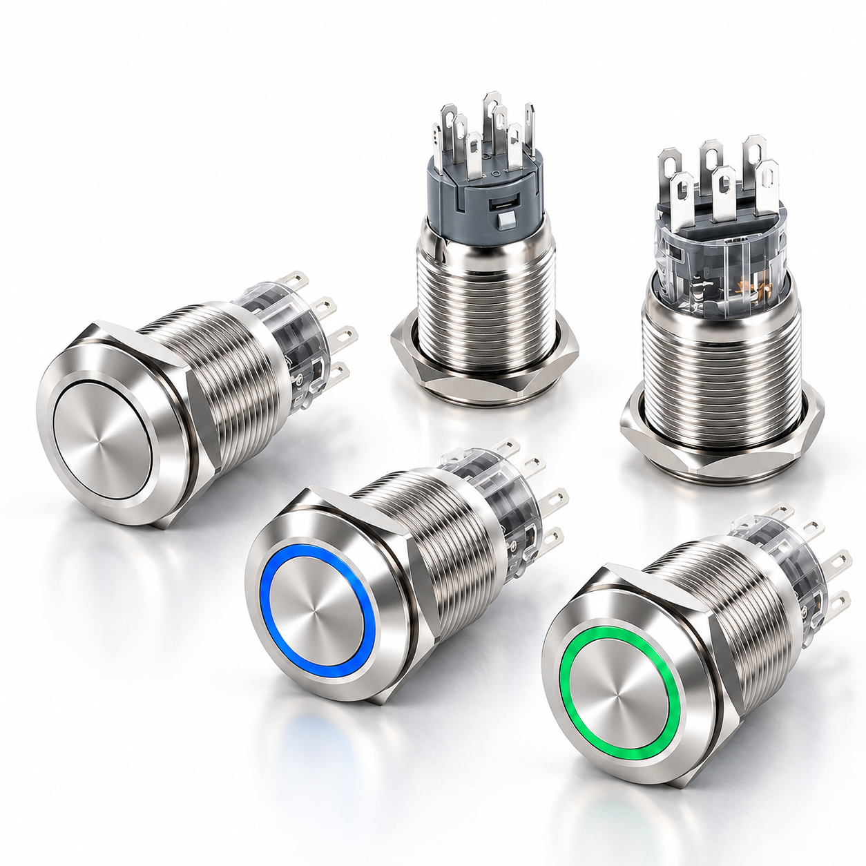 LKLB Series 16mm 19mm 22mm LED metal push button switch
